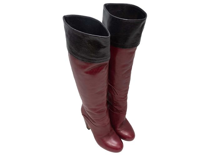Botas de tacón alto Miu Miu Burdeos y Negro Talla 36 Roja - vista 2