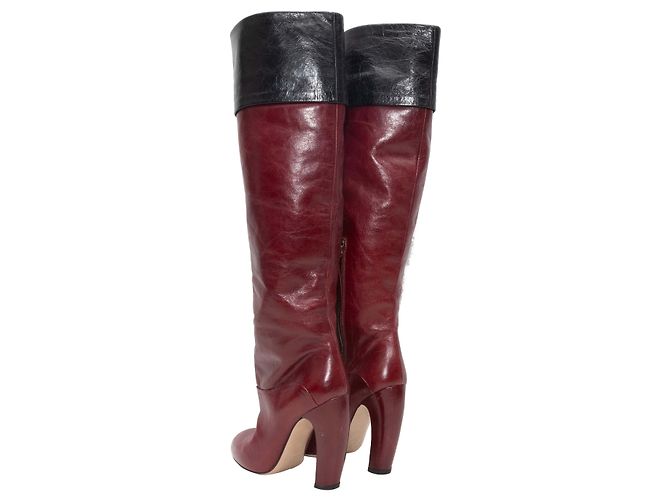 Botas de tacón alto Miu Miu Burdeos y Negro Talla 36 Roja - vista 4