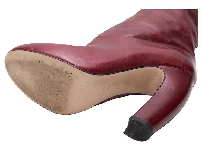 Botas de tacón alto Miu Miu Burdeos y Negro Talla 36 Roja - vista 5