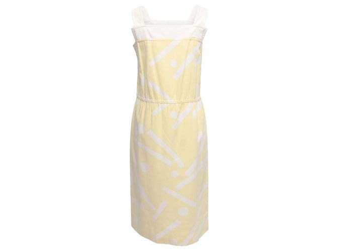 Set Giacca e Abito Stampati Courreges Giallo e Bianco Designer Taglia 0 - vista 12