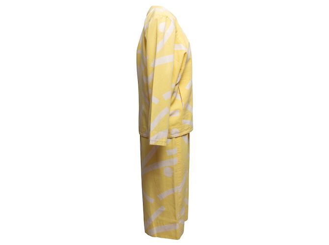Set Giacca e Abito Stampati Courreges Giallo e Bianco Designer Taglia 0 - vista 2