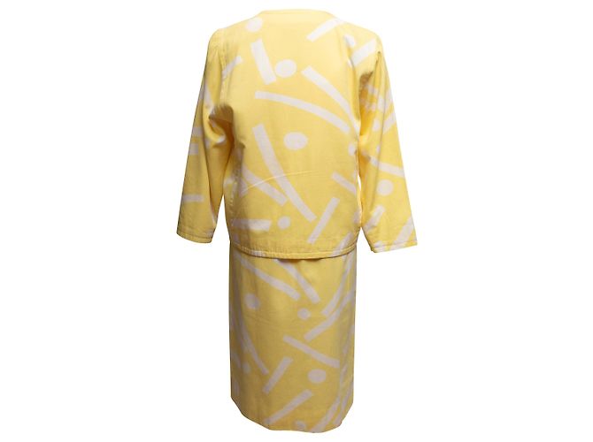 Set Giacca e Abito Stampati Courreges Giallo e Bianco Designer Taglia 0 - vista 3