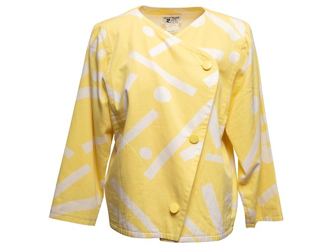 Set Giacca e Abito Stampati Courreges Giallo e Bianco Designer Taglia 0 - vista 6