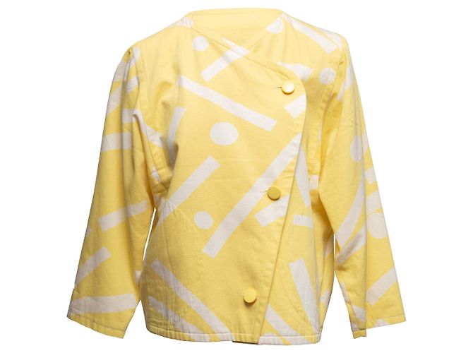 Set Giacca e Abito Stampati Courreges Giallo e Bianco Designer Taglia 0 - vista 7