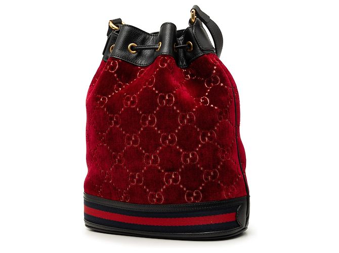 Secchiello Gucci GG Velvet Web rosso - vista 2