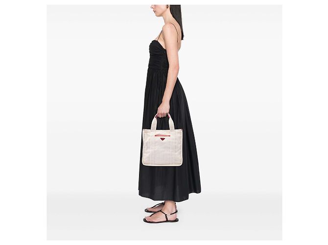 Tote Borsa Shopping Prada in tela Canapa Mistolino marrone - vista 6