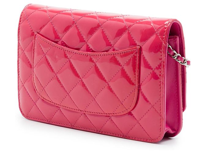 Borsa a tracolla Chanel CC Quilted Patent Wallet on Chain Rosa - vista 2