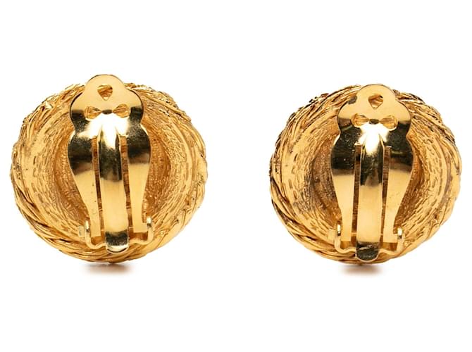 Chanel vergoldete Clip-On-Ohrringe mit Löwenkopf und Strass Golden - Ansicht 2