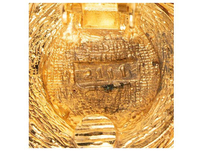 Chanel vergoldete Clip-On-Ohrringe mit Löwenkopf und Strass Golden - Ansicht 5
