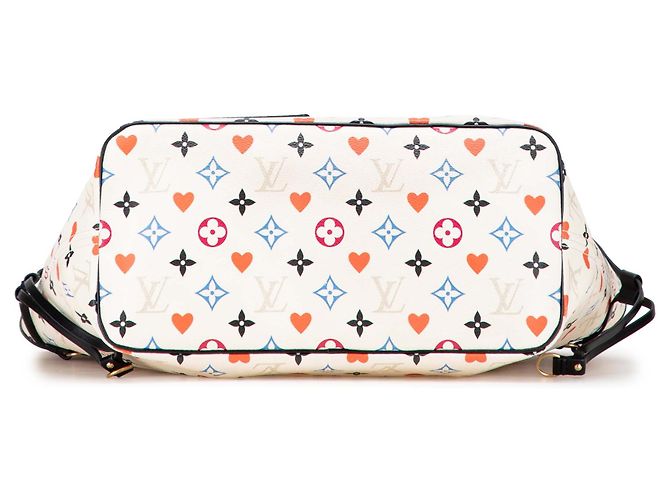 Borsa Tote Louis Vuitton Monogram Game On Neverfull MM Bianca Bianco - vista 3