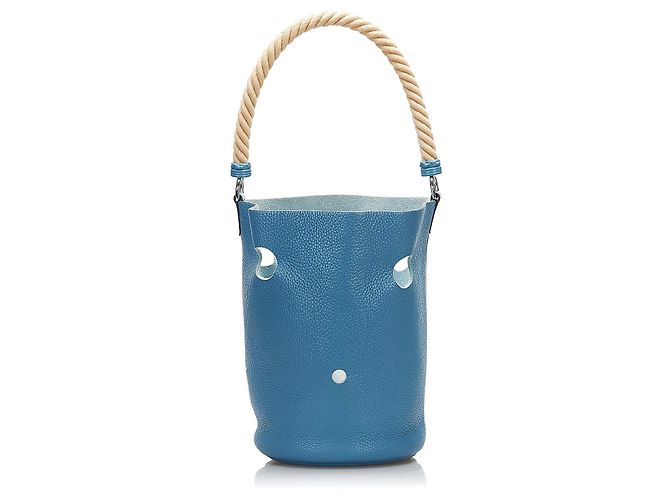Hermès Clemence Mangeoire Bucket PM Blu - vista 3