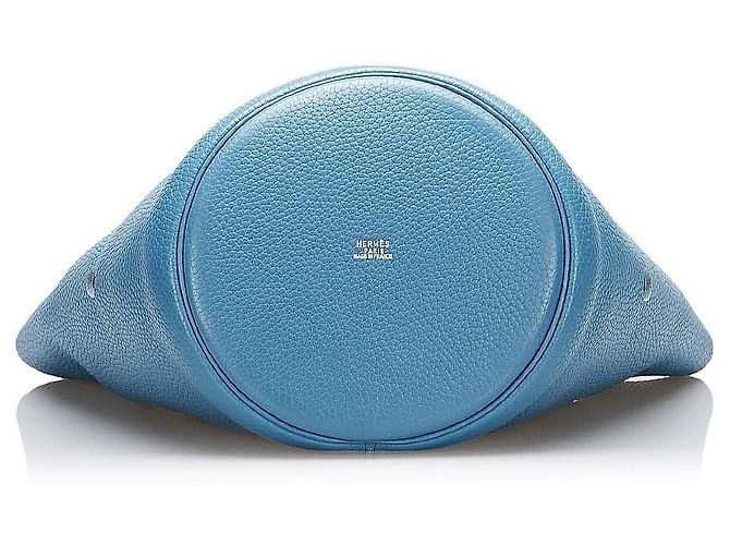 Hermès Clemence Mangeoire Bucket PM Blu - vista 4