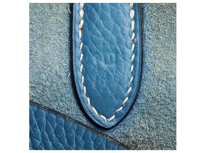Hermès Clemence Mangeoire Bucket PM Blu - vista 7