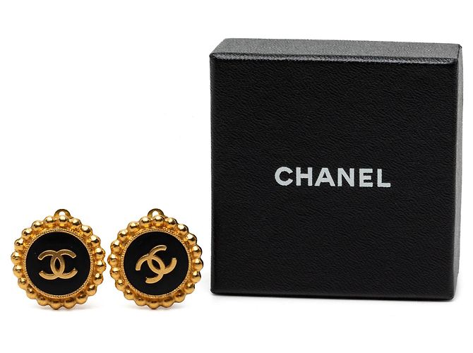 Orecchini a clip rotondi smaltati Chanel CC placcati oro neri Nero - vista 4