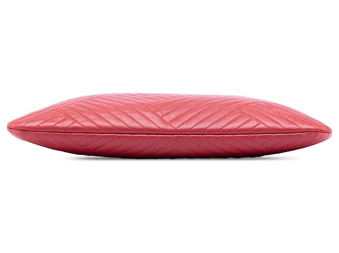 Clutch Chanel Large Diagonal Quilted Lambskin O Case Rossa Rosso - vista 3