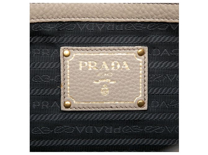 Tote Prada Vitello Daino Canapa Logo Marrone - vista 5