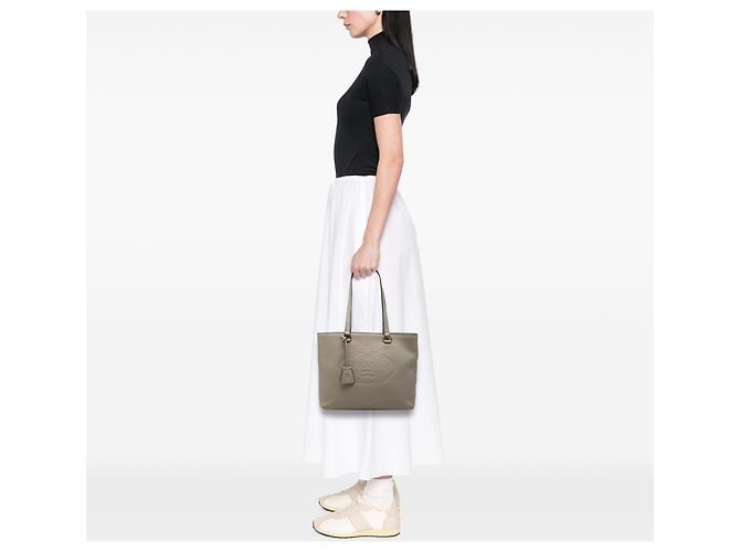 Tote Prada Vitello Daino Canapa Logo Marrone - vista 6