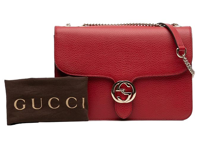 Borsa a tracolla Gucci Medium Interlocking G in pelle di vitello Dollar rossa Rosso - vista 10