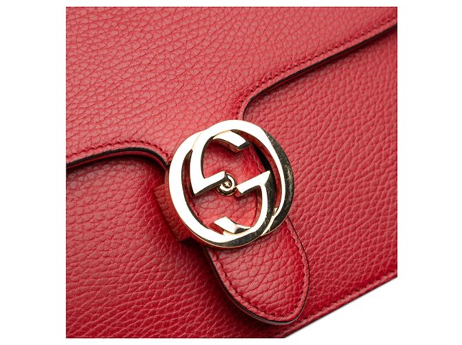Borsa a tracolla Gucci Medium Interlocking G in pelle di vitello Dollar rossa Rosso - vista 7