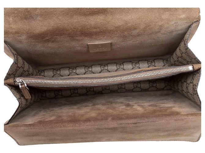 Borsa a patta Gucci Dionysus Medium Taupe Grigio - vista 7
