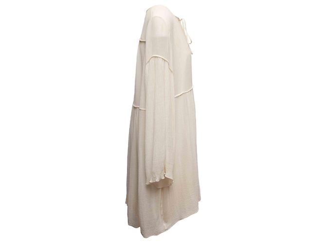 Chloé Chloe Langarmkleid aus Baumwolle & Seide, weiß, Größe FR 44 - Ansicht 2