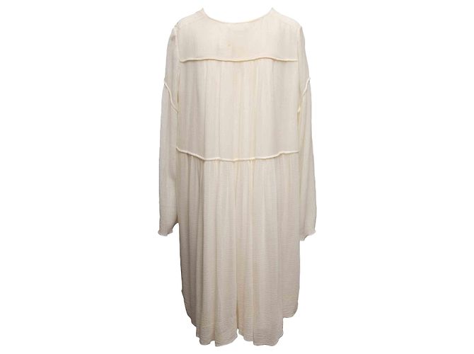 Chloé Chloe Langarmkleid aus Baumwolle & Seide, weiß, Größe FR 44 - Ansicht 3