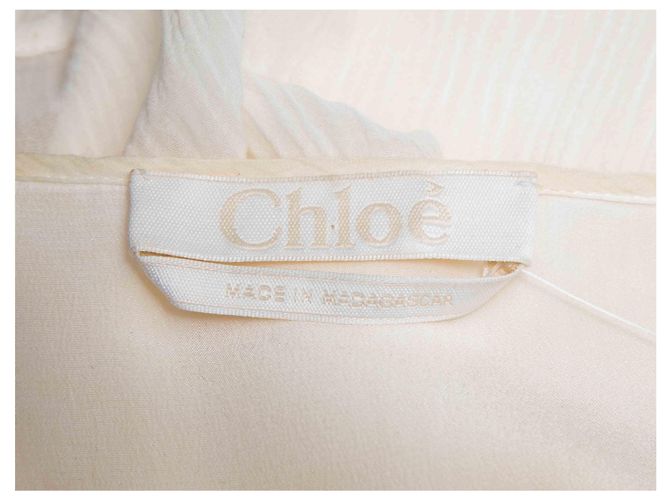 Chloé Chloe Langarmkleid aus Baumwolle & Seide, weiß, Größe FR 44 - Ansicht 5