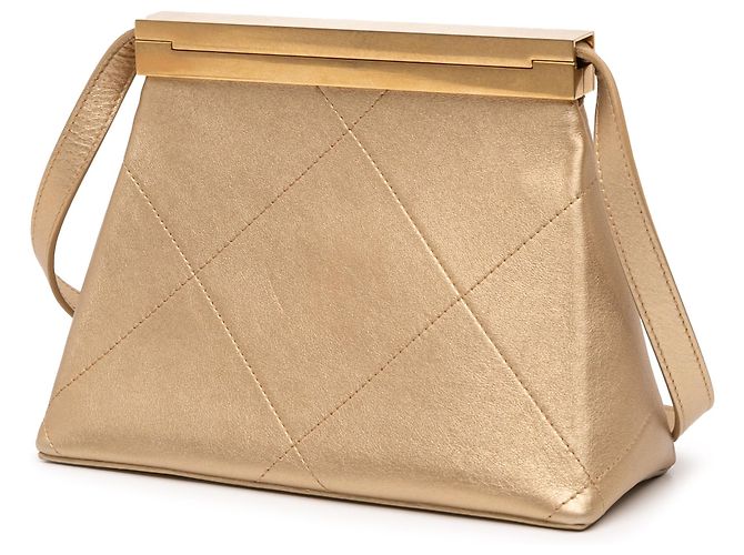 Borsa Chanel Small Calfskin Kiss Lock Frame Bag Oro D'oro - vista 2