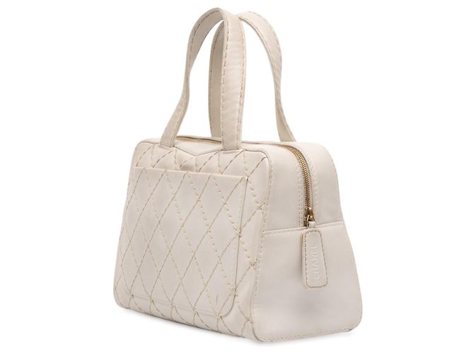 Borsa Chanel CC Wild Stitch in pelle di agnello bianca Bianco - vista 2