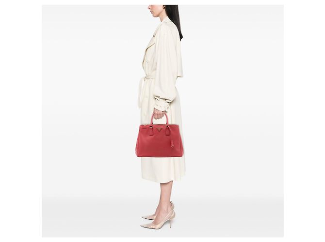 Borsa Prada Large Saffiano Lux Galleria Double Zip Rossa Rosso - vista 6