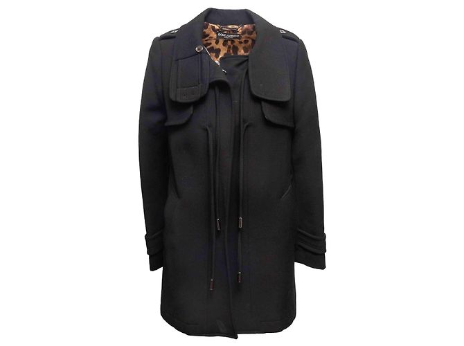Black Dolce & Gabbana Virgin Wool Stand Collar Coat Size IT 40 - view 2