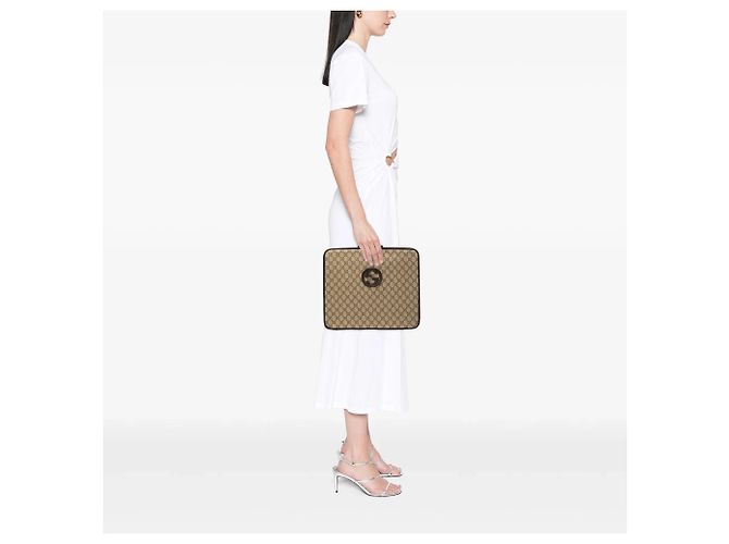 Custodia per laptop e pochette Gucci GG Supreme marrone - vista 7
