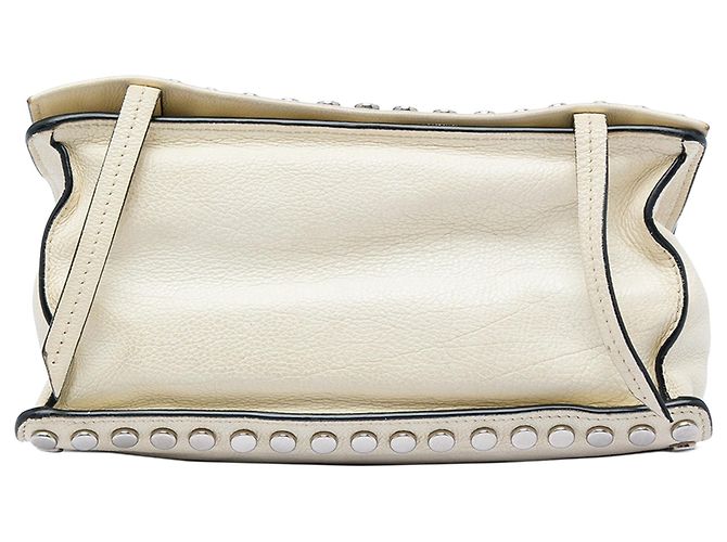 Borsa a tracolla Prada Glace Calfskin Studded Etiquette bianca Bianco - vista 3
