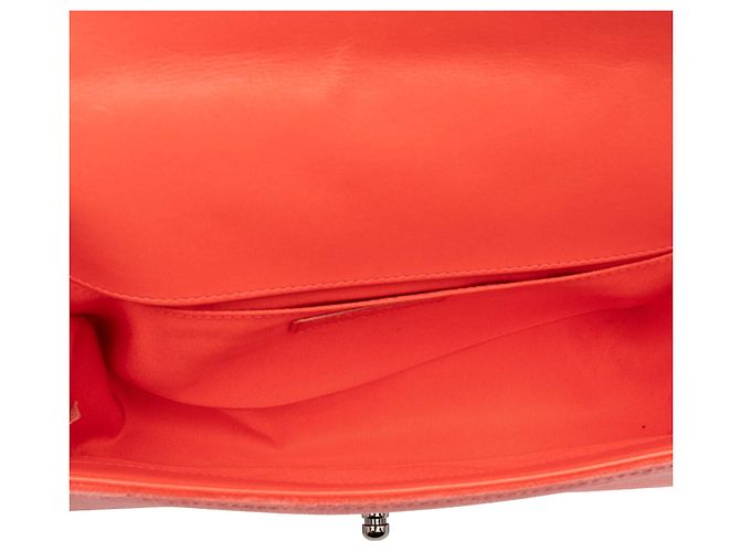 Borsa a tracolla Chanel Boy Flap in velluto trapuntato Arancione, dimensione Old Medium - vista 4