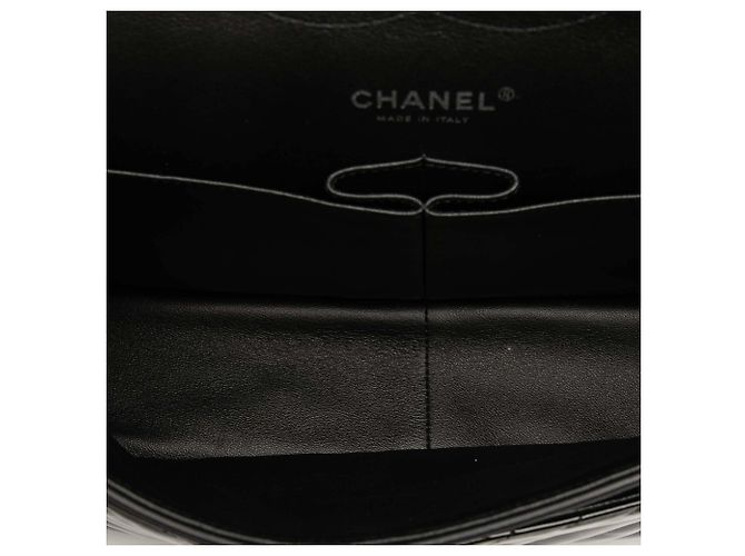 Borsa a tracolla Chanel Jumbo Classic Chevron Patent Double Flap Nera Nero - vista 4