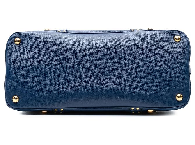 Borsa Promenade Prada in pelle Saffiano blu con borchie - vista 3