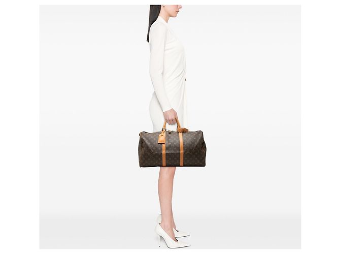 Borsa da viaggio Louis Vuitton Monogram Keepall 50 Marrone - vista 8