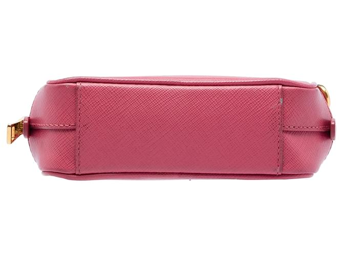 Mini borsa a tracolla Prada Saffiano Lux rosa - vista 3