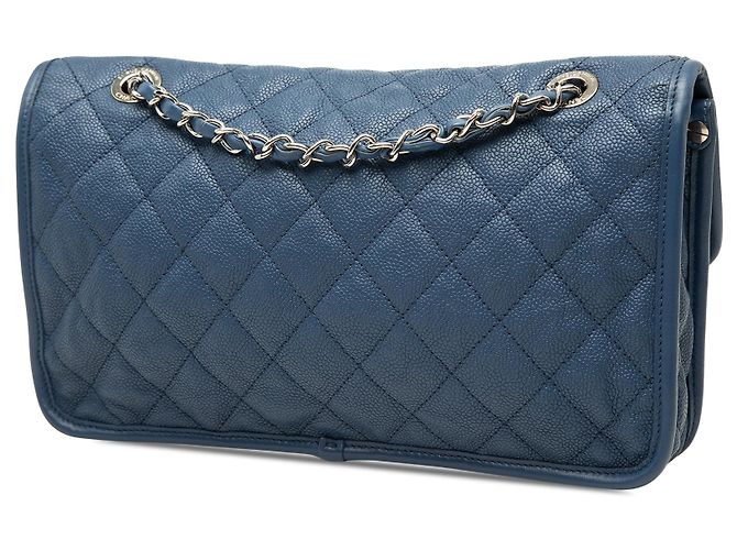 Borsa a tracolla Chanel Medium Caviar French Riviera Flap Blu - vista 2