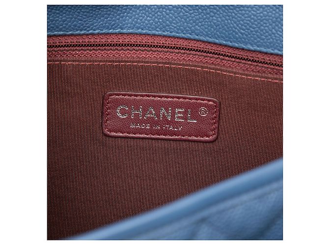 Borsa a tracolla Chanel Medium Caviar French Riviera Flap Blu - vista 5