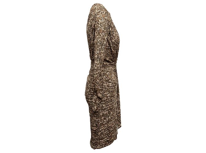 Isabel Marant Langarmkleid mit Leopardenprint Tan & Multicolor Größe FR 38 Kamel - Ansicht 3
