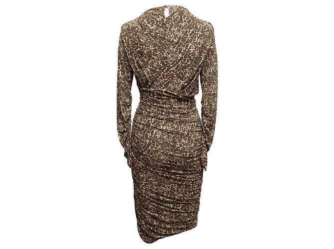 Isabel Marant Langarmkleid mit Leopardenprint Tan & Multicolor Größe FR 38 Kamel - Ansicht 4