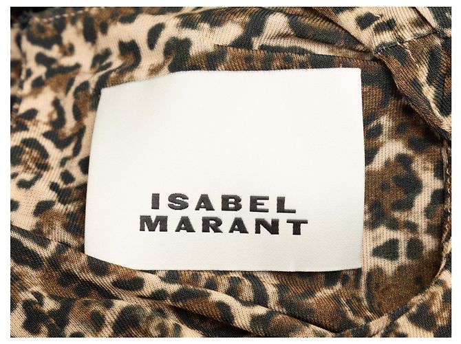 Isabel Marant Langarmkleid mit Leopardenprint Tan & Multicolor Größe FR 38 Kamel - Ansicht 5