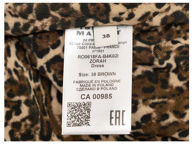 Isabel Marant Langarmkleid mit Leopardenprint Tan & Multicolor Größe FR 38 Kamel - Ansicht 6