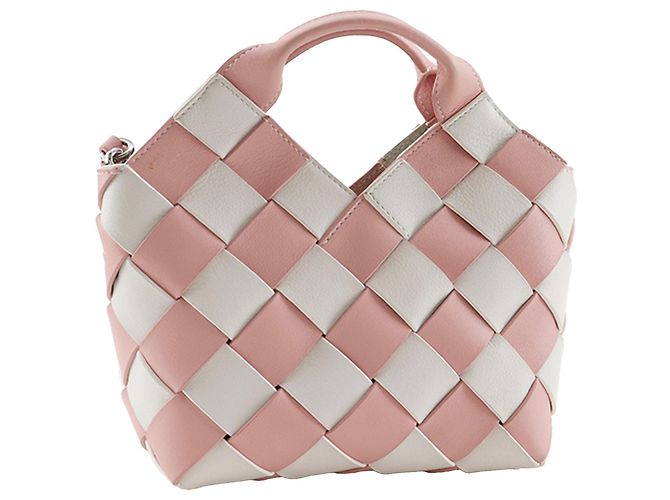 Borsa a secchiello Mini LOEWE in vitello intrecciato Gingham Surplus Rosa - vista 3