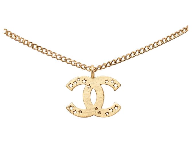 Collana con pendente Chanel CC placcata in oro con intaglio a stella D'oro - vista 2