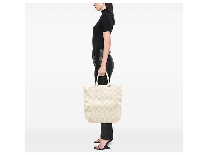 Tote Bottega Veneta Intrecciato in nappa bianca - vista 7