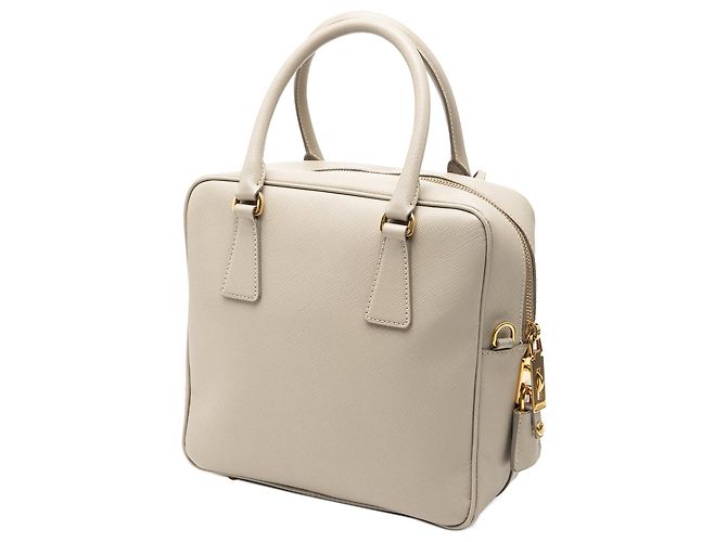 Borsa Satchel Prada Saffiano Lux Beige - vista 2