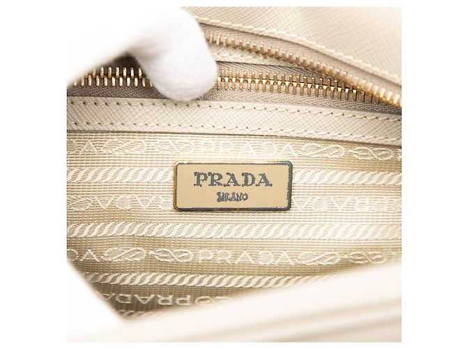 Borsa Satchel Prada Saffiano Lux Beige - vista 5