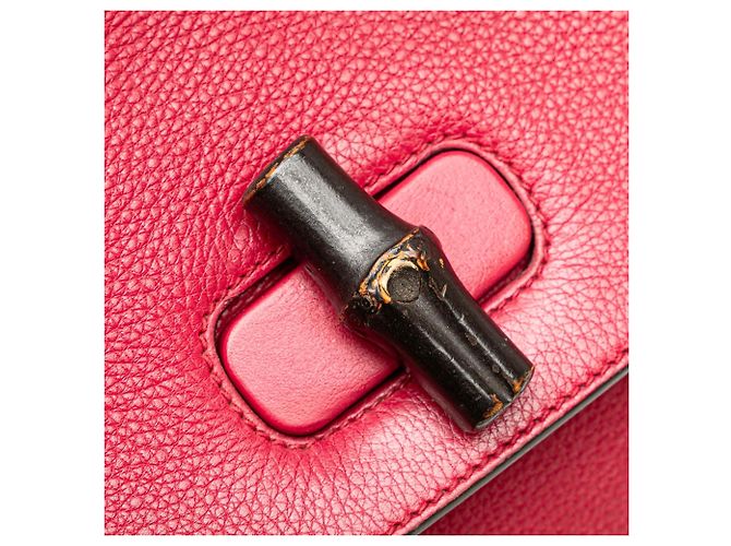 Bamboo Borsa Satchel Daily Gucci Medium in pelle rosa con bambù - vista 5